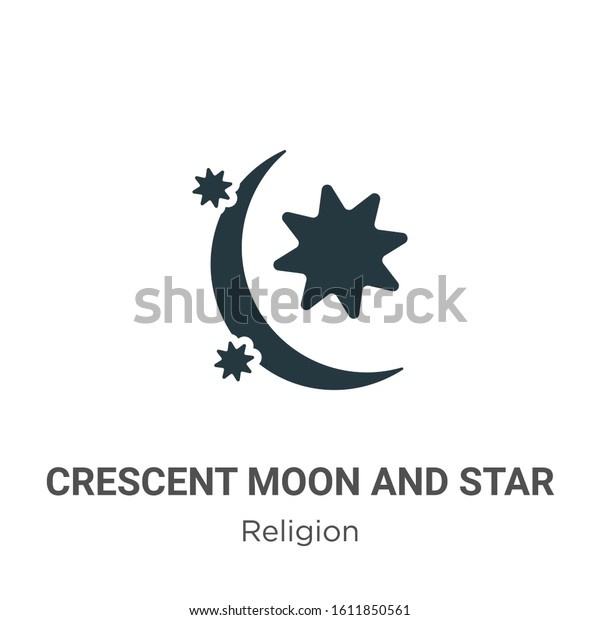 Crescent moon and star glyph icon vector on white\
background. Flat vector crescent moon and star icon symbol sign\
from modern religion collection for mobile concept and web apps\
design.