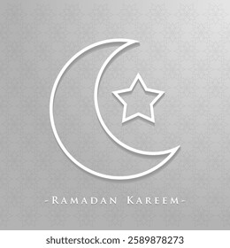 Crescent moon and star hanging. Decorative vector elements for Muslim holidays.