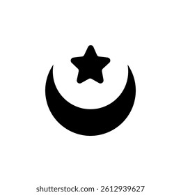 Crescent moon and star icon