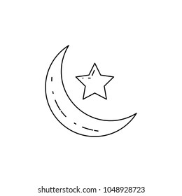 crescent moon and star icon. Element of Arab culture icon for mobile concept and web apps. Thin line  icon for website design and development, app development. Premium icon on white background