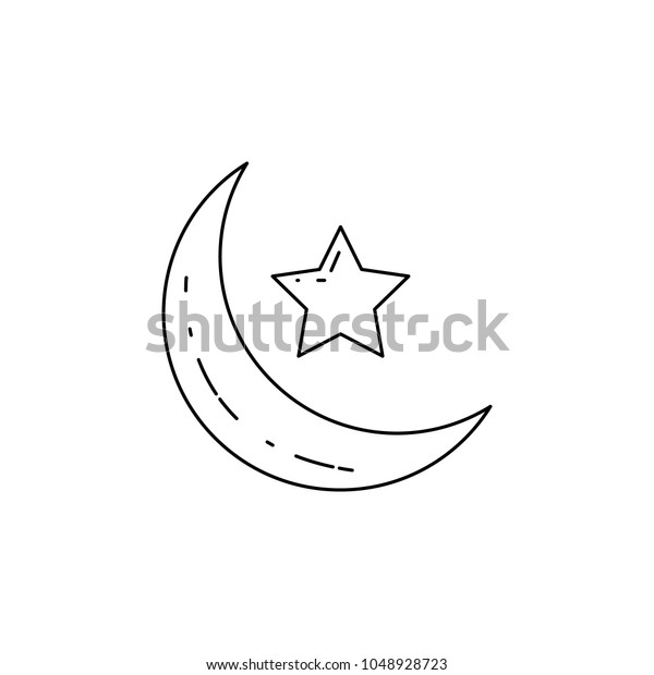 crescent moon and star icon. Element of Arab\
culture icon for mobile concept and web apps. Thin line  icon for\
website design and development, app development. Premium icon on\
white background