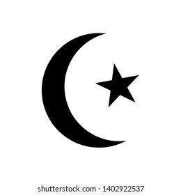 crescent moon and star icon. Elements of religious signs icon for concept and web apps. Illustration icon for website design and development, app development. Premium icon on white background