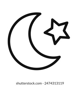 Crescent Moon and Star Icon Ideal for Islamic Festivals and Religious Themes