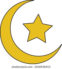 Crescent moon and star icon. Ramadan Kareem festival and celebration theme. Isolated design. Vector illustration