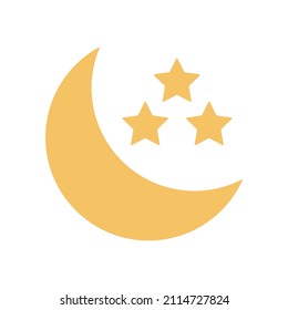 Crescent moon and star icon set. Vector.