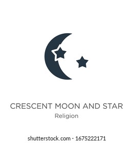 Crescent moon and star icon vector. Trendy flat crescent moon and star icon from religion collection isolated on white background. Vector illustration can be used for web and mobile graphic design, 