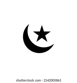 Crescent Moon and Star Icon Vector. Islamic Religious Sign Symbol