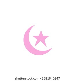 crescent moon and star icon without background