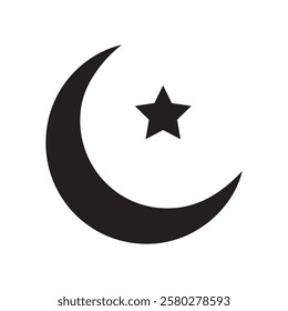 Crescent Moon and Star - Iconic Islamic Symbols for Ramadan, Eid, and Eid Al-Adha