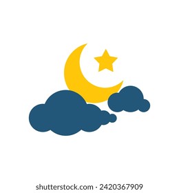 Crescent moon and star illustration vector flat design