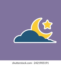 Crescent Mond und Stern-Illustration, Vektorgrafik-Flachdesign