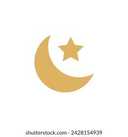 Crescent moon and star illustration vector flat design