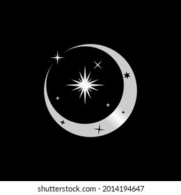 Crescent Moon and Star image graphic icon logo design abstract concept vector stock. Can be used as a symbol related to metal or romance.