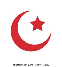 crescent moon and star islam symbol vector illustration design