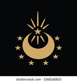 Crescent moon and star Logo