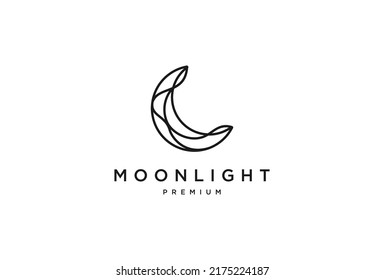 Crescent Moon Star Logo Design Line Stock Vector (Royalty Free ...