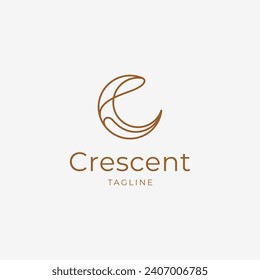 crescent moon and star logo design line icon vector outline linear style