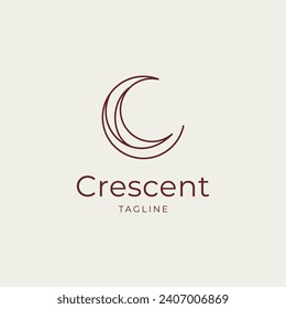 crescent moon and star logo design line icon vector in luxury style outline linear