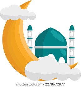 Crescent Moon with star and mosque free