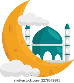 Crescent Moon with star and mosque free
