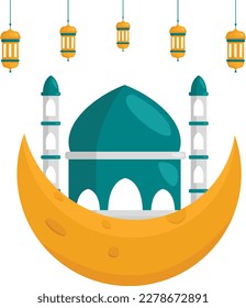 Crescent Moon with star and mosque free