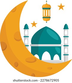 Crescent Moon with star and mosque free