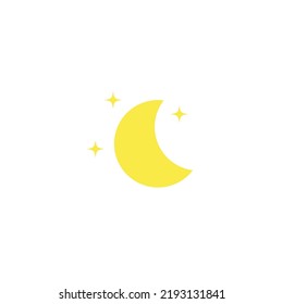 Crescent moon with star at night on white background.Vector illustration of weather, forecast, dream.