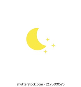 Crescent moon with star at night on white background.Vector illustration of weather, forecast, dream.
