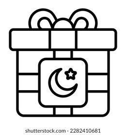 Crescent Mond und Stern auf Geschenkbox mit Symbol der ramadanischen Geschenkbox