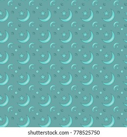 Crescent moon and star pattern. Islamic Star Pattern.