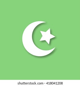 Crescent moon and star for Ramadan. Vector illustration.