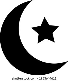 crescent moon and star silhouette vector, islamic symbol flaticon
