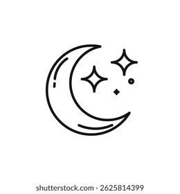 Crescent moon and star sleep icon illustration