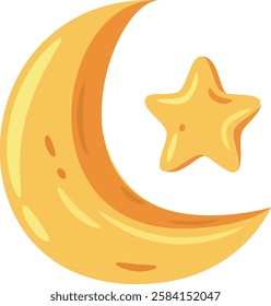 Crescent Moon and Star A Timeless Symbol of Islam. Elegant Islamic Symbol of Faith and Spiritual Guidance.