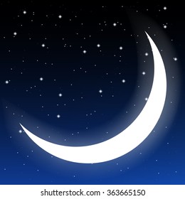 crescent moon and stars