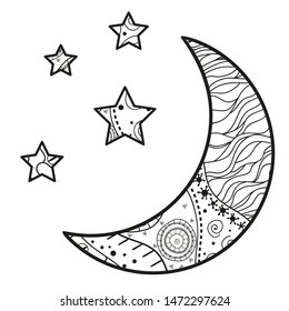 Moon Stars Coloring Pages Images, Stock Photos & Vectors | Shutterstock