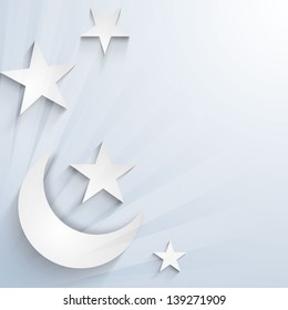 Crescent Moon with stars, concept for Muslim community holy month Ramadan or Ramazan.