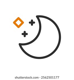 Crescent moon and stars icon. Concept of night, sleep, and dreams.