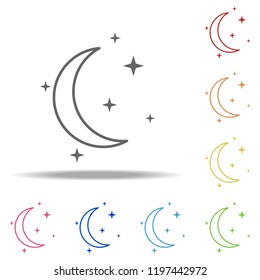 crescent moon and stars icon. Elements of Camping in multi colored icons. Simple icon for websites, web design, mobile app, info graphics
