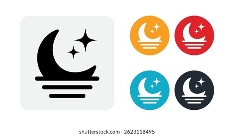 Crescent moon with stars icon illustration isolated vector sign symbol