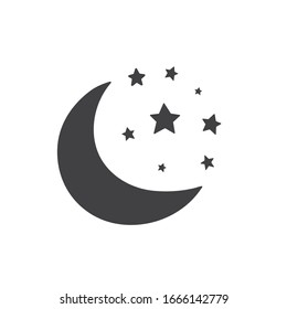 Crescent moon and stars icon image