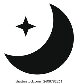 Crescent moon with stars icon isolated on white background.