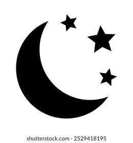 Crescent moon with stars icon. Night icon.
