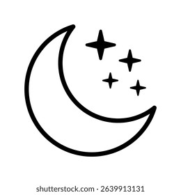 Crescent moon with stars icon. Night icon.
