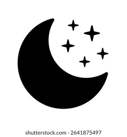 Crescent moon with stars icon. Night icon.