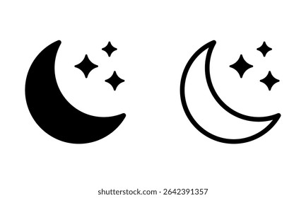 Crescent moon with stars icon. Night icon.