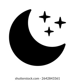Crescent moon with stars icon. Night icon.