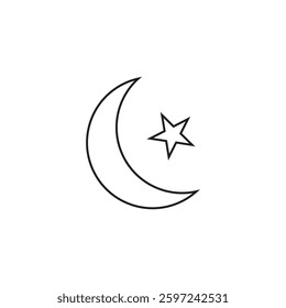 Crescent moon with stars icon on white background. Night icon. Crescent moon icon vector