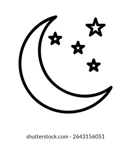 Crescent moon and stars night sky icon design