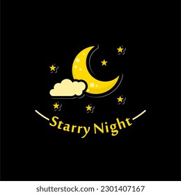 Crescent Moon And Stars For A Starry Night Logo Simple Vector Design Inspiration